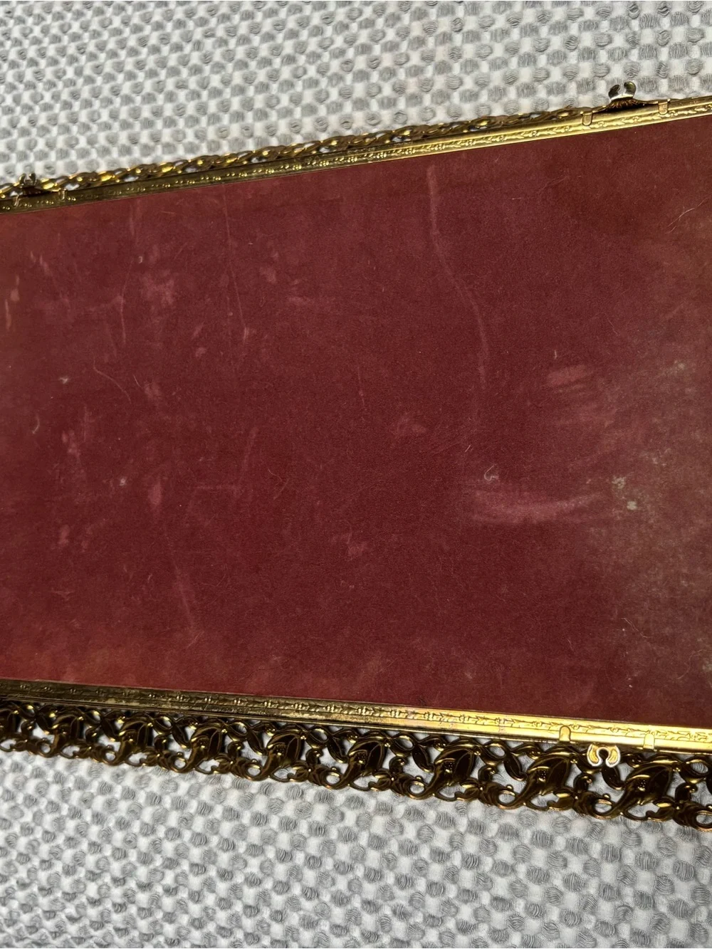 Vintage Hollywood Regency Gold Filigree Mirror Vanity Tray